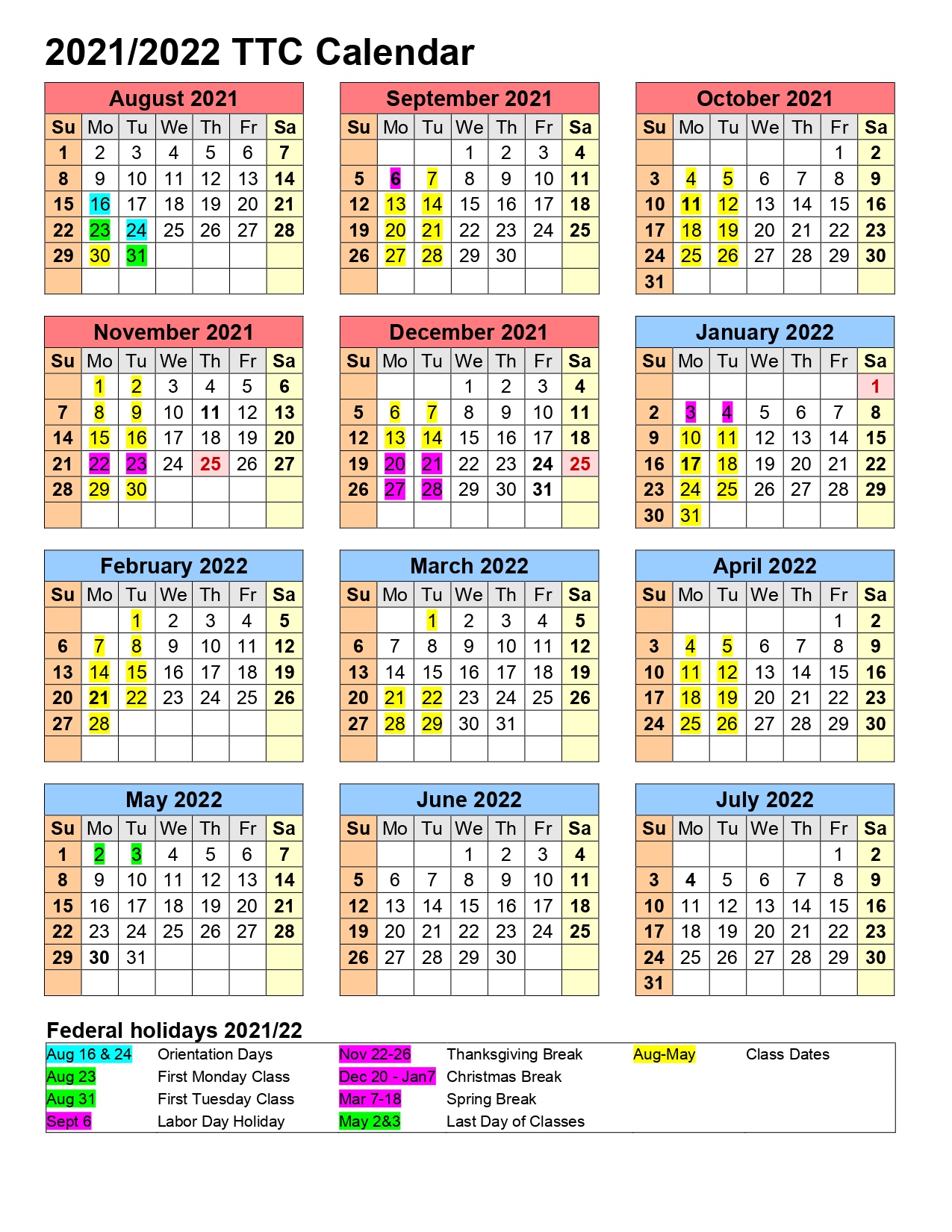 Calendar | Training Center Classes